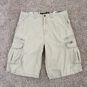 Khaki Cargo Shorts Men's 36 Quiksilver 100% Cotton Relaxed 12" Inseam